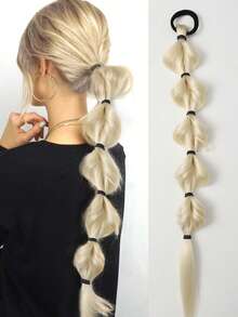 20英寸手工编织马尾辫，带松紧带，适合女性日常佩戴，1条装