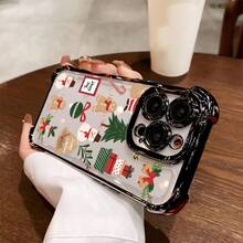 Funda de Teléfono de Navidad para 17 17 16e 17 16 15 14 13 12 11 Pro X XR XSMAX 8 Plus, Cubierta Trasera Transparente Suave a Prueba de Golpes - Colores mixtos - Ver 4
