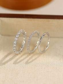 3件套立方氧化锆戒指套装，女士婚礼派对日常百搭首饰，适合作为礼物送给妈妈或爱人 - 優雅戒指3套組 - 查看 6