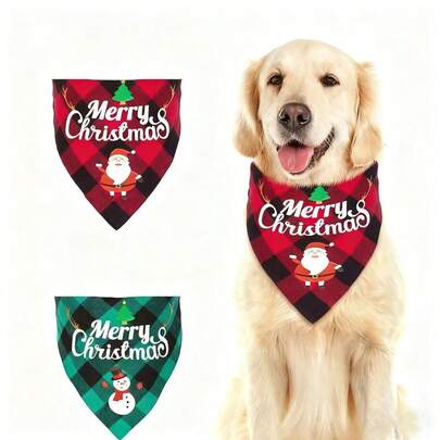 1pc Christmas Triangle Scarf, Suitable For Cats, Dogs, Pet Parties, New Year Celebrations, Christmas Decorations