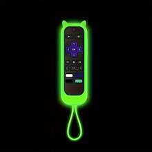 Glow In The Dark Cat Ear Shape Silicone Remote Control Cover With Lanyard Universal Fit For TCL Hisense TV Roku Samsung Sony LG Electronics Accessories Cute Home Decor Gift - 發光紫色 - 查看 9