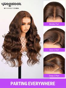 MEGALOOK 6X5 Pre-Cut Lace Invisible Knot Glueless Wig #4 Color Wavy Curly Hair Pre-Plucked Hairline Human Hair Wig Suitable For Beginners Glueless All-Day Comfortable Natural Hairline Invisible Wig For Daily Wear - S4 - View 8
