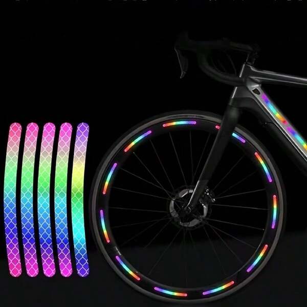 2 Sets Of Car Wheel Stripe Reflective Stickers, Anti-Scratch Reflective Edge Safety Warning Stickers For Nighttime Use On Cars And Motorcycles, Bicycle Tire Reflective Strips, Glow-In-The-Dark Wheel Accessories, 1 Set Includes 20pcs, 2 Sets Total 40pcs
