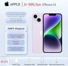 A+، هاتف Apple iPhone 14 مستعمل بسعة 128 جيجابايت، منتج أصلي أصلي بحالة جديدة (99% جديد)؛ هاتف محمول، هاتف، جوالات، ايفون، ايفون، هاتف، هدية غطاء غشاء
