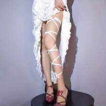 Multicolor Sexy Fashion Hollow Out Thigh Straps Unique Leg Cuffs Sexy Accessories - trắng - Xem 2