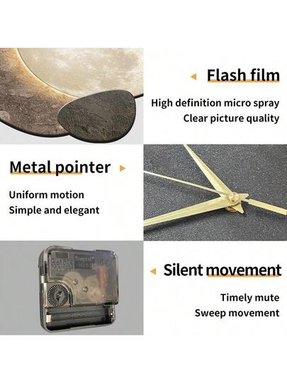 2D Flat 1pc Verlichting Luxe Moderne Creativity Wand Clock, Ultra Quiet Quartz Movement, No Ticking Sound, ation Painting Klok Living Room, Bedroom Office, able Watch, Unique Personalized, Clear Reading Time, In Bedroom, Studio, Ho Study, Kitchen Cafe, Perfect Family Friends Home Room view 2