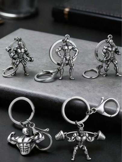 1pc Alloy Dumbbell Keychain, Muscle Body Design, Motivational Gift For Men & Women, Suitable For Sports, Fitness, Weight Loss, Openable Ring Closure, Fitness Gift | Muscle Body Pattern Design | Inspirational Fitness Copper Keychain, Best Motivational Keychain Gift For Birthday, Christmas, For Him, Boyfriend, Husband