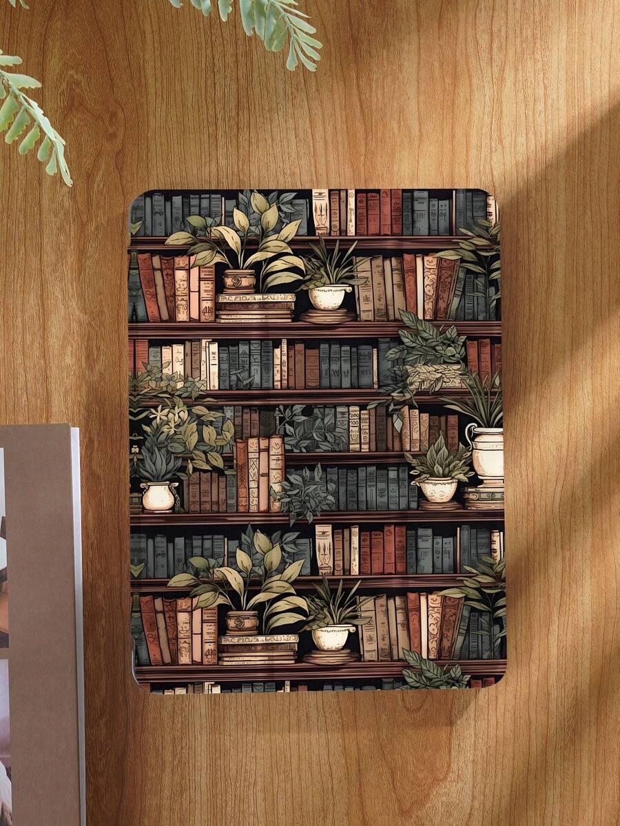 Kingsung 花卉书架图案平板电脑保护套，兼容 iPad 9.7/10.2/10.5/10.9/12.9/Pro 11（第十代）、Galaxy Tab S6 Lite 10.4 英寸、Kindle Paperwhite 第十二代（2024 年）、Kindle 第十一代（2022 年），柔软防震，智能支架/自动唤醒/睡眠功能