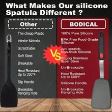 2 Pack Silicone Spatula Turner 600F Heat Resistant Kitchen Spatula Set For Nonstick Cookware Cooking Utensil Set For Egg Pancake Flipper/Heat Resistant Silicone Grip - 黑色 - 查看 5