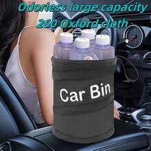 1pc Multi-Functional Car Trash Can, Foldable Car Garbage Bin Storage Container - Black - View 2