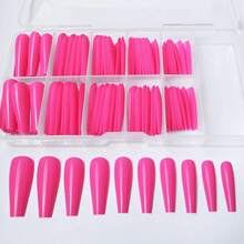 Long Coffin Nails - 100pc Hot Pink Press Ons, XL Fake Nails, Full Cover Acrylic Pink Ballerina Nails For Women & FFgirls{Inchcolor_nameinch:InchHotPinkinch} - 亮粉紅色 - 查看 5