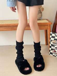6 Pairs Women's Solid Color Vertical Striped Leg Warmers, Simple Fashion Versatile Autumn/Winter, Cozy - Multicolor - View 9