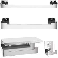 Kit Acessórios Banheiro 4 Peças Inox Dupla Fixação SF.ELG - Prata - Visão 1
