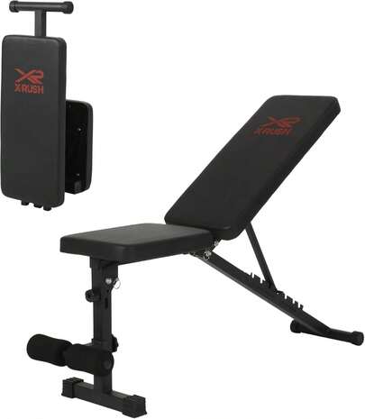 Banca de Pesas Profesional 300 kg – 3 Niveles (Plano, Inclinado, Declinado) + Soporte para Piernas – Estructura de Acero Reforzado, Ideal para Press Banca y Abdominales