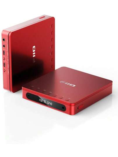 FiiO DM13 Multifunctional Portable Stereo CD Player With Long-Lasting Battery, Supports USB Ripping, Optical/Coaxial/3.5mm/4.4mm Outputs (Red Bluetooth)