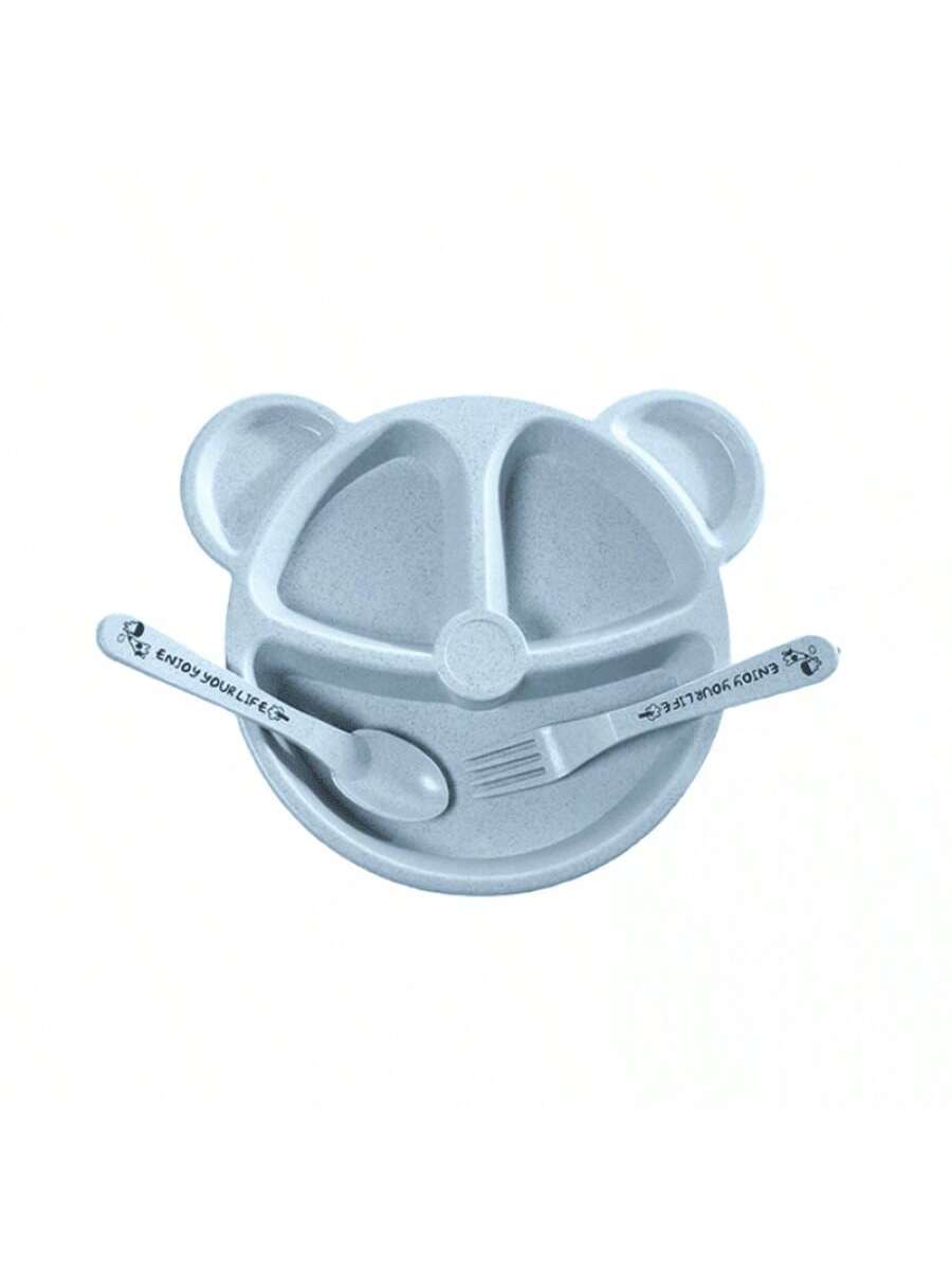 Juego de 3 platos divididos para niños - Azul