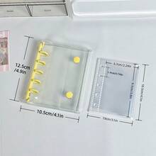 1本彩色M5透明活页本，贴纸本，活页相册，YOUCHENGYOUPIN品牌，双扣5孔活页笔记本，M5账簿，DIY贴纸笔记本，PP材质透明内页，高透明度，大容量便携式活页笔记本，适用于Kpop照片卡、照片卡、计划本、账簿、笔记本、学生返校用品、办公用品等。 - 無色 - 查看 6
