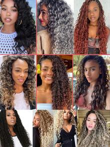 2Pcs/Set 18Inch Ocean Wave Crochet Braid Hair Hawaii Afro Curls Natural Synthetic Braiding Hair Extensions For Women - Multicolor - View 5
