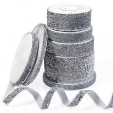 7-38mm 1 Roll Silver Gray Glitter Velvet Ribbon, Suitable For Christmas Gift Wrapping, Holiday Decoration, Colorful Onion Velvet Glitter Webbing - Silver Gray - View 6