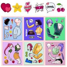 女巫狩猎情侣版可更换贴纸，益智趣味手工DIY创意减压贴纸艺术 - 彩色 - 查看 3