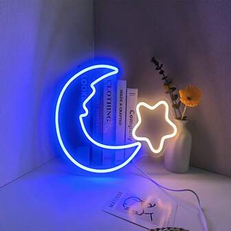 1pc Moon, Cloud, Star Multicolor Cute Neon Sign LED Decorative Light, USB Powered With Dimming Switch, Suitable For Room, Wall, Bedroom, Party, Holiday, Living Room, Birthday Decor, Birthday Gift, Holiday Gift