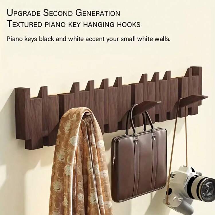 OBOVAY 1 pieza Perchero de pared con 8 ganchos, capacidad de 50 libras, fácil instalación, ahorro de espacio, adecuado para colgar abrigos, llaves, sombreros, toallas, aplicable para toda la casa. Perchero de entrada ahorrador de espacio (instalación con o sin tornillos) - Multicolor - Añade 4