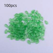 100Pcs Acrylic Green Leaf Beads, Transparent Leaves Beads Charms For Jewelry Making Necklace Earring Spring Plant DIY Crafts