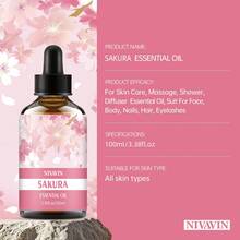 NIVAVIN 30ml/60ml/100ml Sakura Essential Oil, Floral Fragrance Plant Extract, Long-Lasting & Fresh, Suitable For Face, Body, Hands & Feet Care, Also For Aroma Diffuser, Massage, Multi-Purpose, Portable Bottle Design, Ideal Gift For Christmas, Halloween, Easter - Cherry Blossom Essential Oil - View 12