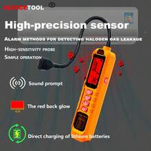 XIAOCETOOL Professional Halogen Gas Leak Detector, Equipped With Digital LCD Display And Audio-Visual Alarm, High-Precision Refrigerant And Air Conditioning Freon Leak Detector, Detection Range 0-1000PPM, Resolution 1PPM, With 11.811 Inch Flexible Extension Hose And Dual Alarm Notification. - Multicolor - View 3