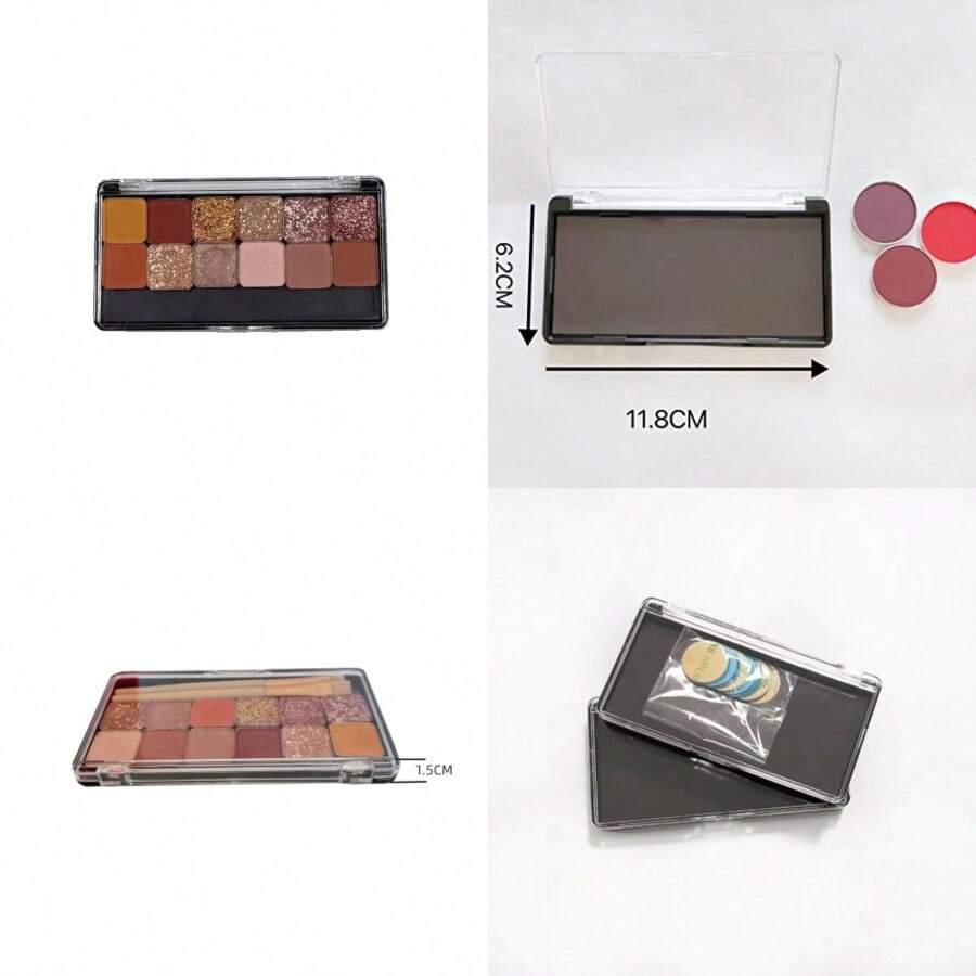2pcs Rectangular Mini Magnet Makeup Dispensing Plate Eyeshadow Blush Powder Storage Empty Palette With 10pcs Metal Stickers - như hình ảnh - Xem 1