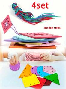 8pcs Wooden Beaded Toys - Educational Puzzle Toys, Various Shaped Beads, Suitable For Early Education. Ideal Gift For Children's Birthday, Halloween And Christmas.