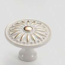 10个复古象牙白金属手工单孔橱柜抽屉拉手，适用于衣柜和家具，预钻孔，易于安装，抽屉把手（手工制品，略有磨损） - 彩色 - 查看 4