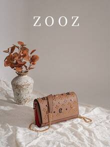 New Solid Color PU Leather Chain Bag, Vintage Rivet Decor Shoulder & Crossbody Bag - Khaki - Khaki - View 2