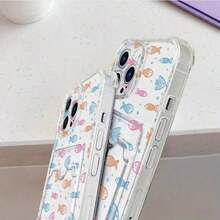 Soporte para tarjetas transparente con diseño de peces pequeños, resistente a golpes en las cuatro esquinas, compatible con phone 16 Pro Max/16 Plus/16 Pro/16, 15 Pro Max/15 Plus/15 Pro/15, 14 Pro Max/14 Plus/14 Pro/14, 13 Pro Max/13 Pro/13/13 Mini, 12 Pro Max/12 Pro/12/12 Mini, 11 Pro Max/11 Pro/11, XS Max/XR/X/XS - Colores mezclados - Ver 2