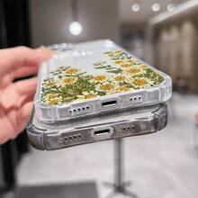 Funda para phone X/11/12/13/14/15/16 Pro con diseño floral de margaritas. Esquinas reforzadas. Lleva tus objetos esenciales y tarjetas con estilo. Elegante y protectora. | Buen amigo - transparente - Ver 3
