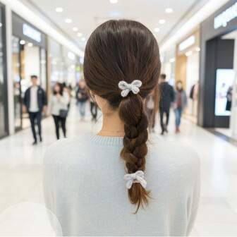 New Vintage Knitted Bow Hair Scrunchies, Fluffy Hair Ties For Autumn/Winter, Suitable For Pigtails ,Hair Rope