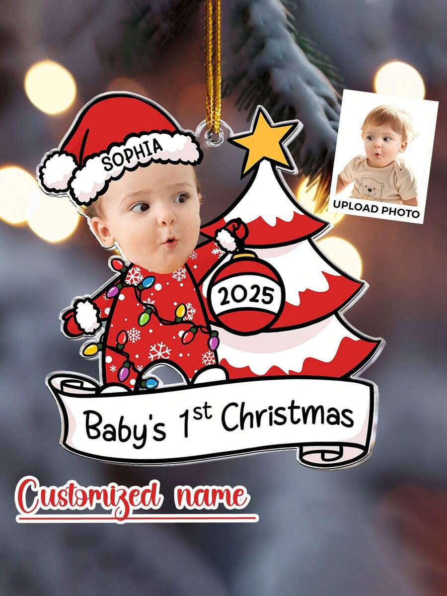 客製化造型木製裝飾品「My First Christmas」聖誕飾品，送給新手父母的聖誕禮物，聖誕裝飾，節日日曆