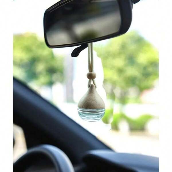 1pc Water Drop Shaped Car Fragrance Bottle Pendant, Refillable Glass Aromatherapy Fragrance Hanging Ornament With Suspension Rope, For Air Freshening, Water Drop Fragrance Bottle Hanging, Car Accessories, Car Decor, Car Fragrance Diffuser