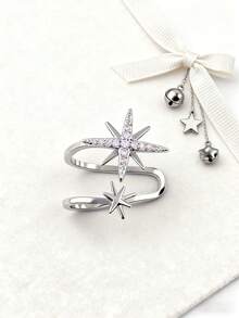 1 Stück Kupfer Zirkonia Ohrstecker Schneeflocke minimalistisch elegant Frauen Ohrmanschette