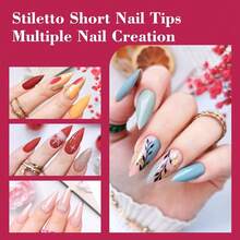 500PCS Short Stiletto Nail Tips For Acrylic Nails Professional, Extra Short Clear False Nails French Tips Artificial Nail Extension For Manicure Nail Salon Supplies DIY Home,10 Sizes{Inchcolorinch:InchClearinch} - Clear - 查看 3