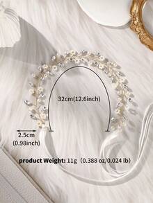 1 peça de tiara para cabelo de noiva com cristais, pérolas artificiais e flores. Acessório perfeito para casamento, festa e eventos noturnos. Ideal para damas de honra e floristas. Acessórios para o Dia dos Namorados. - Ouro - Ver 6