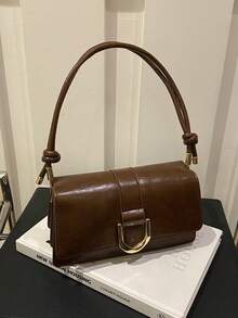 复古纯色方形单肩包全配翻盖腋下包女士最简约腋下包，新年理想礼物，女士时尚商务休闲包，办公室、商务和工作完美