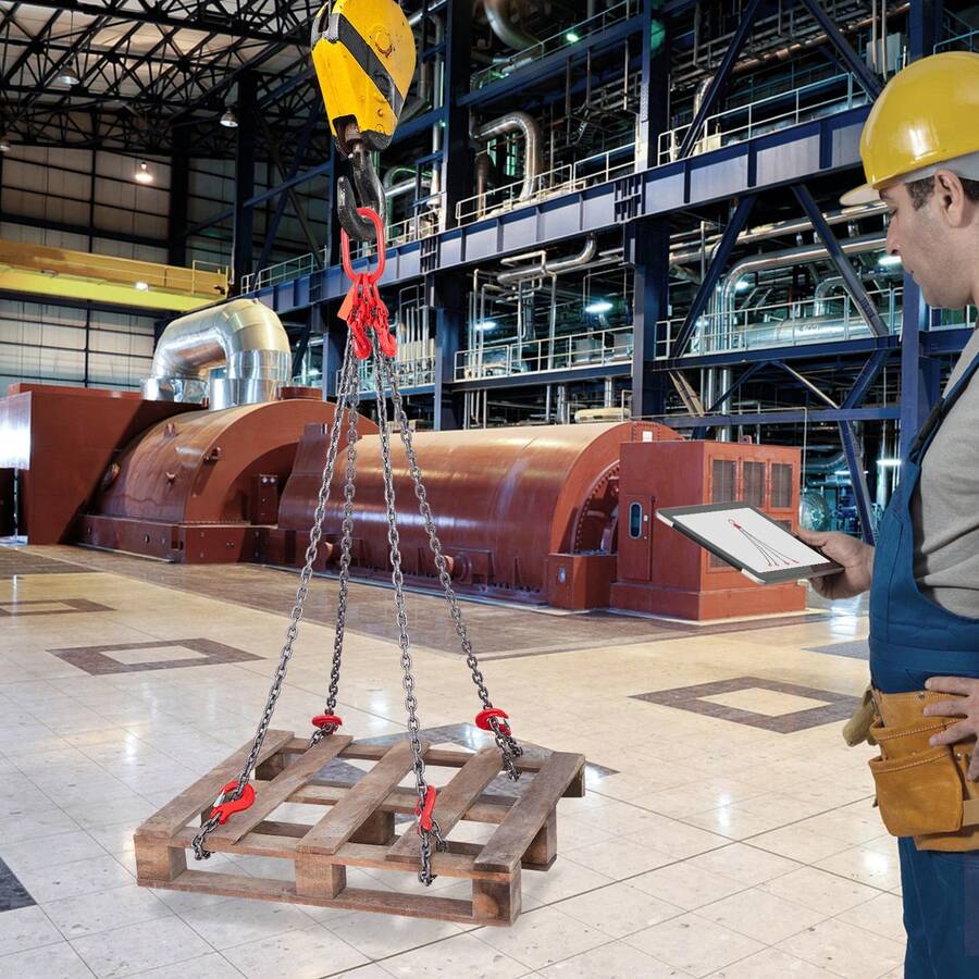 Eslinga de cadena , capacidad de peso de 11000 lb, cadena de elevación G80 de 5/16'' x 5' con ganchos de agarre, certificación DOT, revestimiento ennegrecido de acero al manganeso y longitud ajustable, para sitios de construcción de fábricas y muelles - 5/16'' x 5' - Ver 1