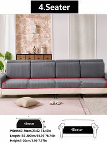 1pc Stretch Thickened Warm Sofa Cover, Non-Slip Full Coverage Sofa Seat Cover, Suitable For All Seasons, Fabric Thickened Sofa Slipcover, Machine Washable, Pet Friendly, Protects Sofa, Adjustable For Corner Sofa, Applicable To Bedroom, Office, Living Room Combination And L-Shaped Sofa Blanket And 1/2/3/4 Seat Covers - Dark Grey - View 19
