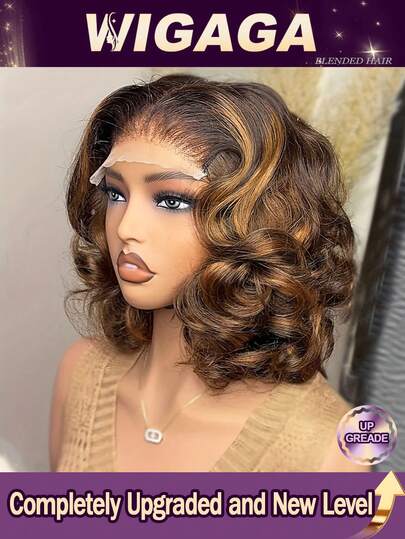 200% Density 30-Inch Highlighted Lace Front Wig, Human Blend Hair, 4/27 Gradient Honey Gold Wig, Women's, 13x4 High-Definition Transparent Lace Front Wig, Color Blend Hair Wig, Pre-Plucked, With Baby Hair.