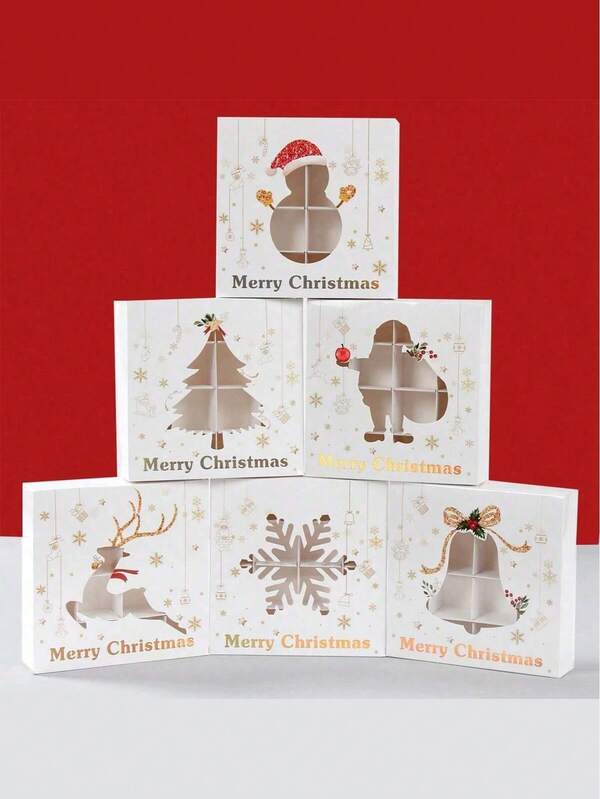 1pc Christmas Hollow Out Gift Box,Santa Claus Snowman Christmas Tree Pattern Gift Packaging Box,Christmas Snowflake Bell Elk Design Party Favor Bag,Christmas Gift Wrapping,Xmas Party Gift,Home Decoration,Kitchen Dining Table Decor,Merry Christmas,Christmas Decoration,Christmas Ornaments,Xmas Decor,2025 Christmas,2026 New Year Party Present