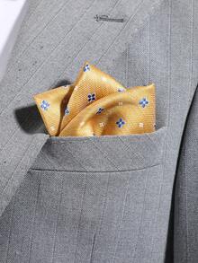 1pc Men's Fashion Floral Pattern Pocket Square, Suitable For Business, Banquet, Wedding, Party And Holiday Matching - A - View 3