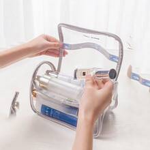 Bolsa cosmética transparente de PVC, impermeable y organizadora de viaje - Gris - Ver 4