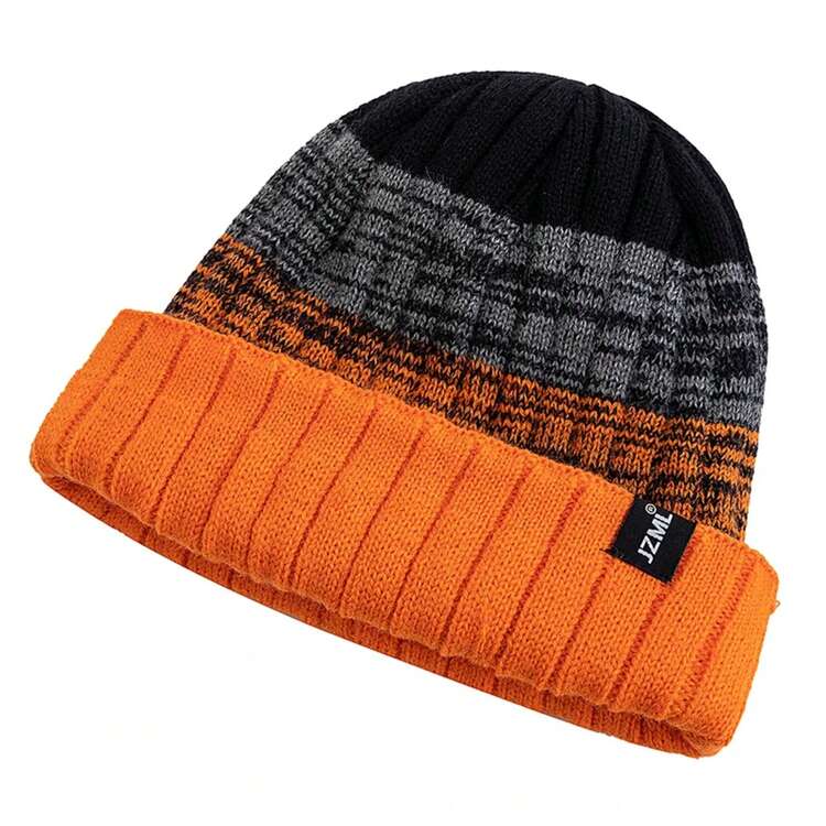 Gorro con decoración de etiquetas de letras JZML Unisex, gorro informal de punto con rayas coloridas para invierno, gorro para deportes de esquí al aire  vida diaria XMDV - Negro - Añade 5
