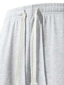 Men's Loose Straight Leg Sweatpants, Gray, With Drawstring Detail, Casual Wear